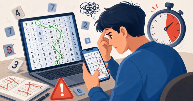 Người chơi đang tìm số trên màn hình với đồng hồ đếm thời gian
